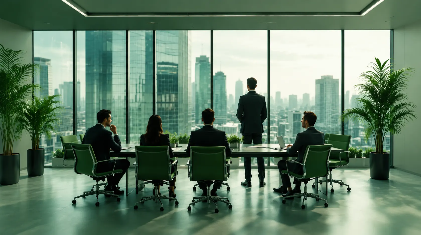 Team meeting around a table in an office
